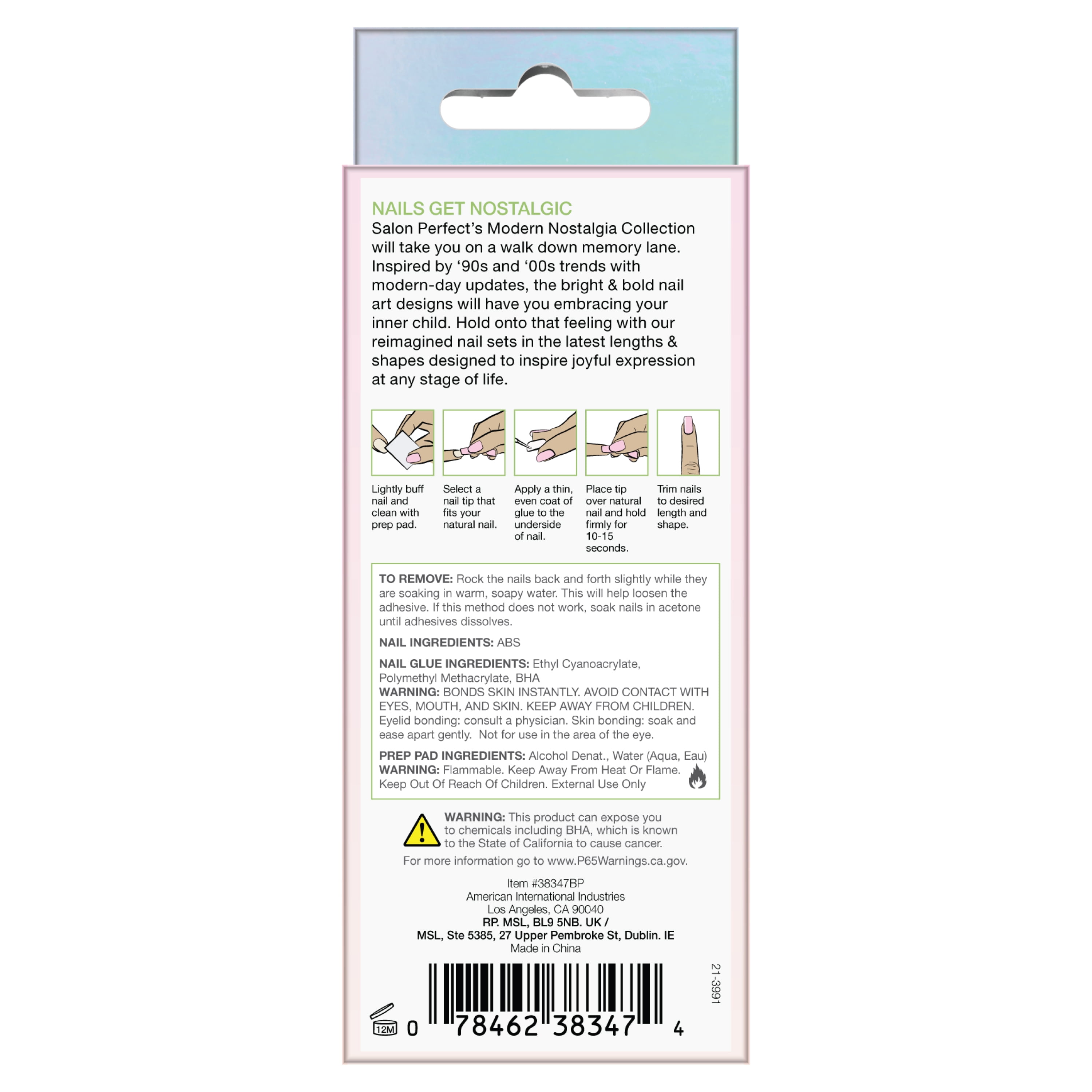 Salon Perfect Artificial Fake Press-ons, 339 Modern Nostalgia, Western Cowboy, Medium Almond, File and Glue Included, 30 Nails