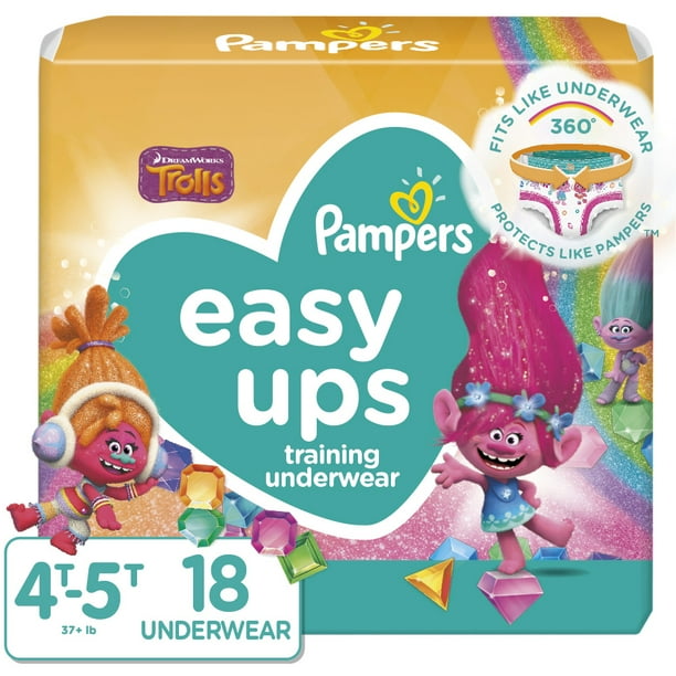 Pampers Easy Ups Girls Training Pants, Size 4T5T, 18 Count Walmart