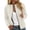 White, variant on Women's Full Zip Cable Knit Cardigan Sweater Crew Neck Long Sleeve Bomber Style Jacket with Ribbed Trim