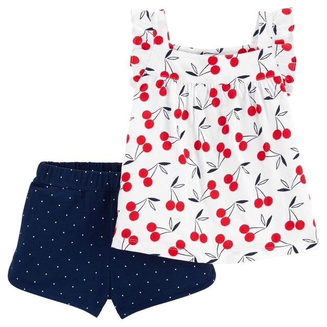 Playera y Short Child of Mine Blanco 4T Estampado cerezas