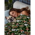 thumbnail image 3 of Mushroom Frog Full Size Flat Sheet, Wrinkleproof & Fadeproof Cooling Flat Bed Sheet Only, Coffee Bread Dark Green Background Breathable Soft Bedding Top Sheets 81 x 96 Inches, 3 of 8