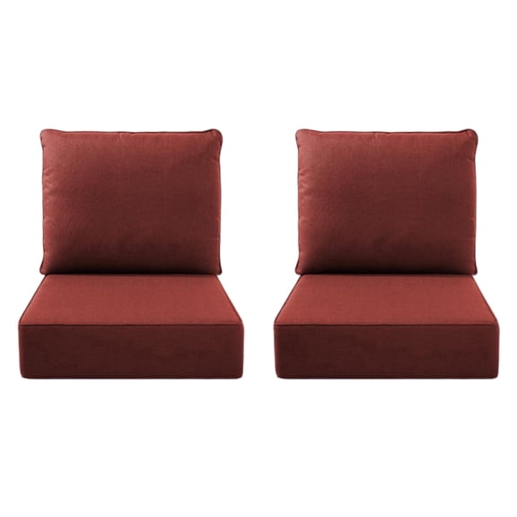 Joyofarm 24" x 22" x 6" Outdoor Chair Cushions for Patio Furniture, Deep Seat and High Back for Patio Rocking Dining Chair and Couch, Red (Set of 2)