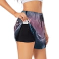 thumbnail image 3 of Lsque Boat Lighthouse Storm Waves Printed Women's Running Shorts with Liner Pockets,Elastic Quick Dry Workout Athletic Gym Yoga Shorts,Womens High Waist Shorts-Small, 3 of 9