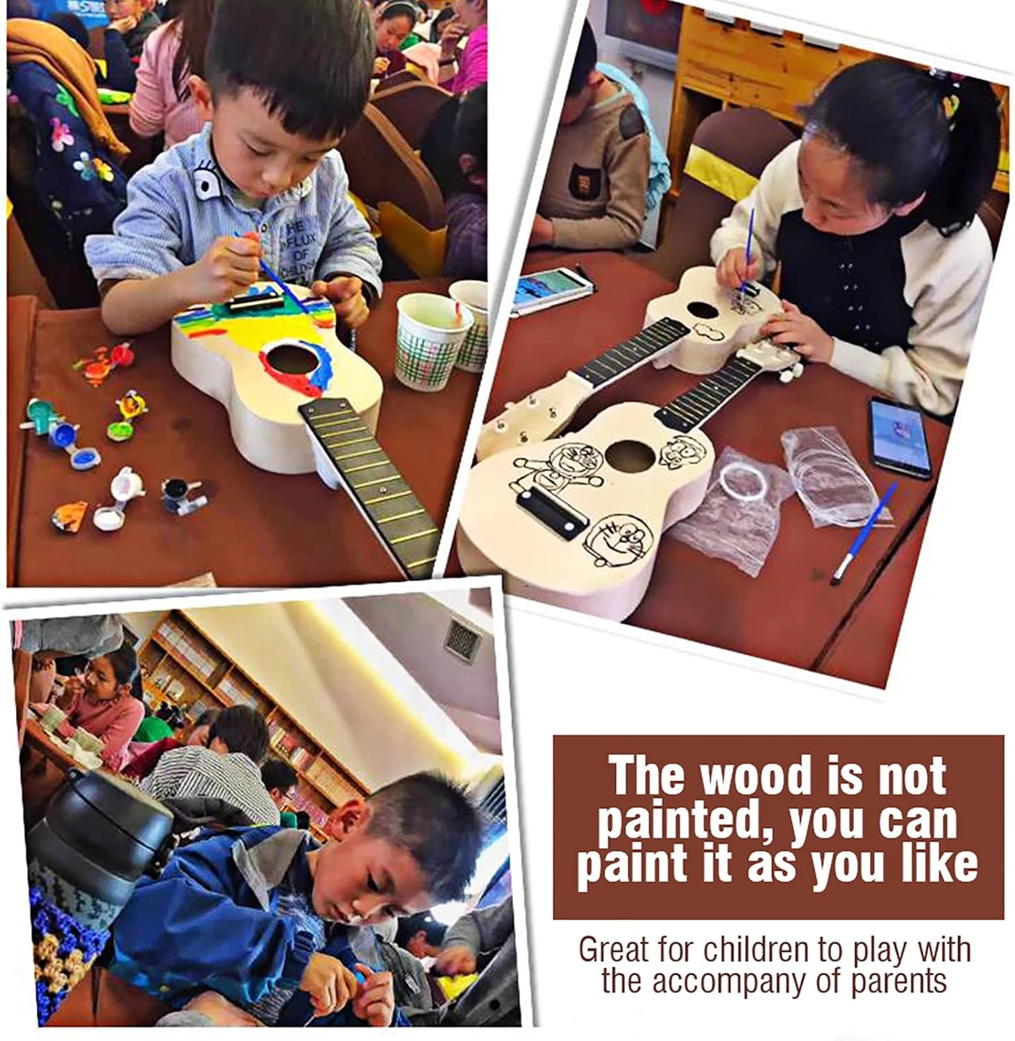 DIY Ukulele Kit, 21 Inch Basswood 4 String Guitar Build Your Own Ukulele Kit DIY Musical Instruments for Adults Beginners