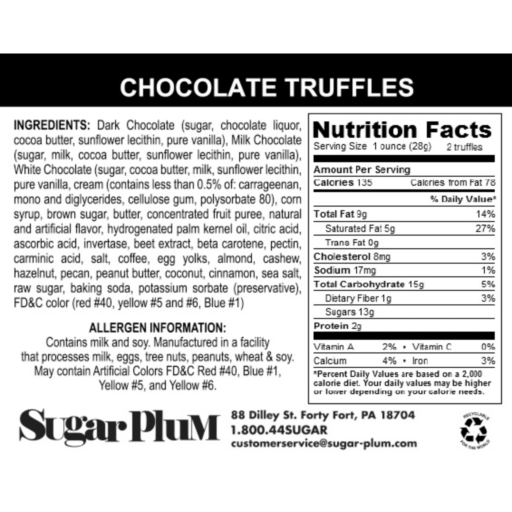 Sugar Plum Chocolates Chocolate Truffles Assorted Chocolates 30-Count 8 Oz