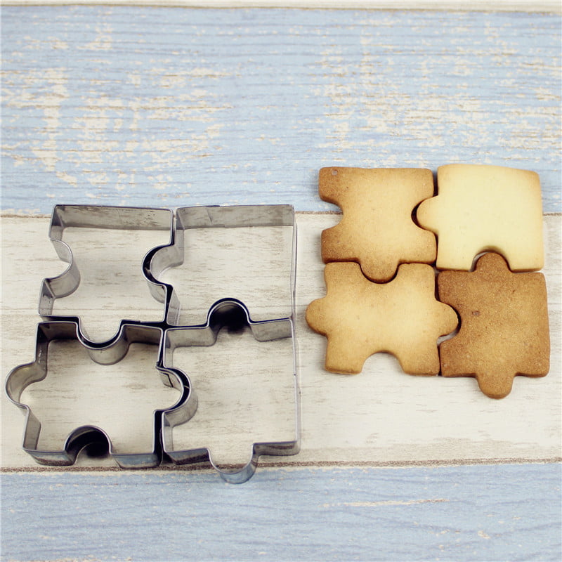 1Pc Puzzle Shape Fondant Cookie Mold Cutter Cake Decor Tool Stainless Steel Xmas 