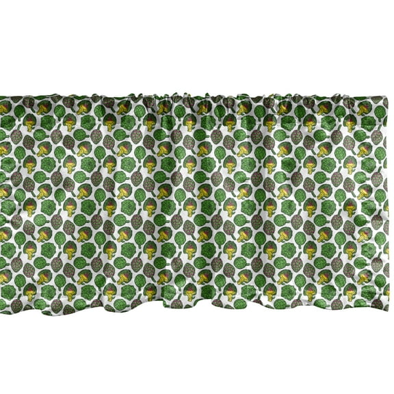 Ambesonne Artichoke Window Valance, Cooking Food Eating, 54" X 18", Yellow and Fern Green