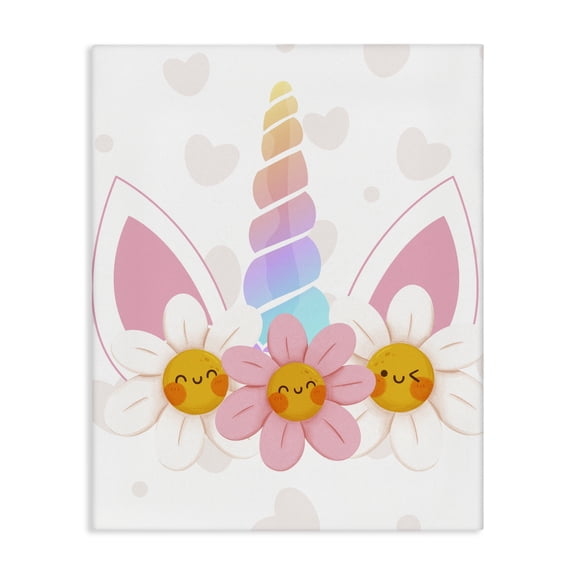 Daisy Unicorn with Hearts Canvas Wall Art, design by Jesse Keith