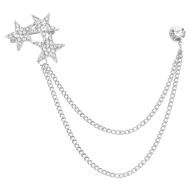 Pin de broche de cadena de estrella Uxcell, cadena de borlas de estrella brillante en tono plateado