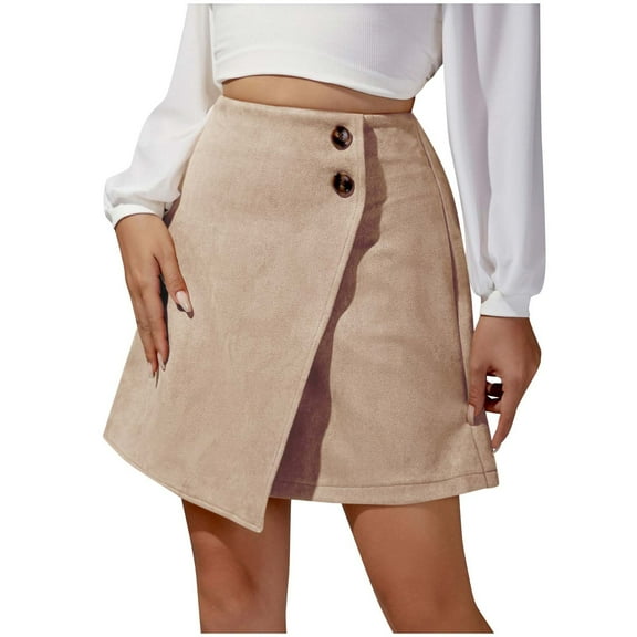 Cavosen Plus Size Skirts for Women High Waist Mini Skirts Asymmetrical Solid Skirts Elegant Bussiness Cocktail Party Skirt