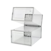 Shoe Storage Stackable Entryway Box Set of 12, Plastic, Gray