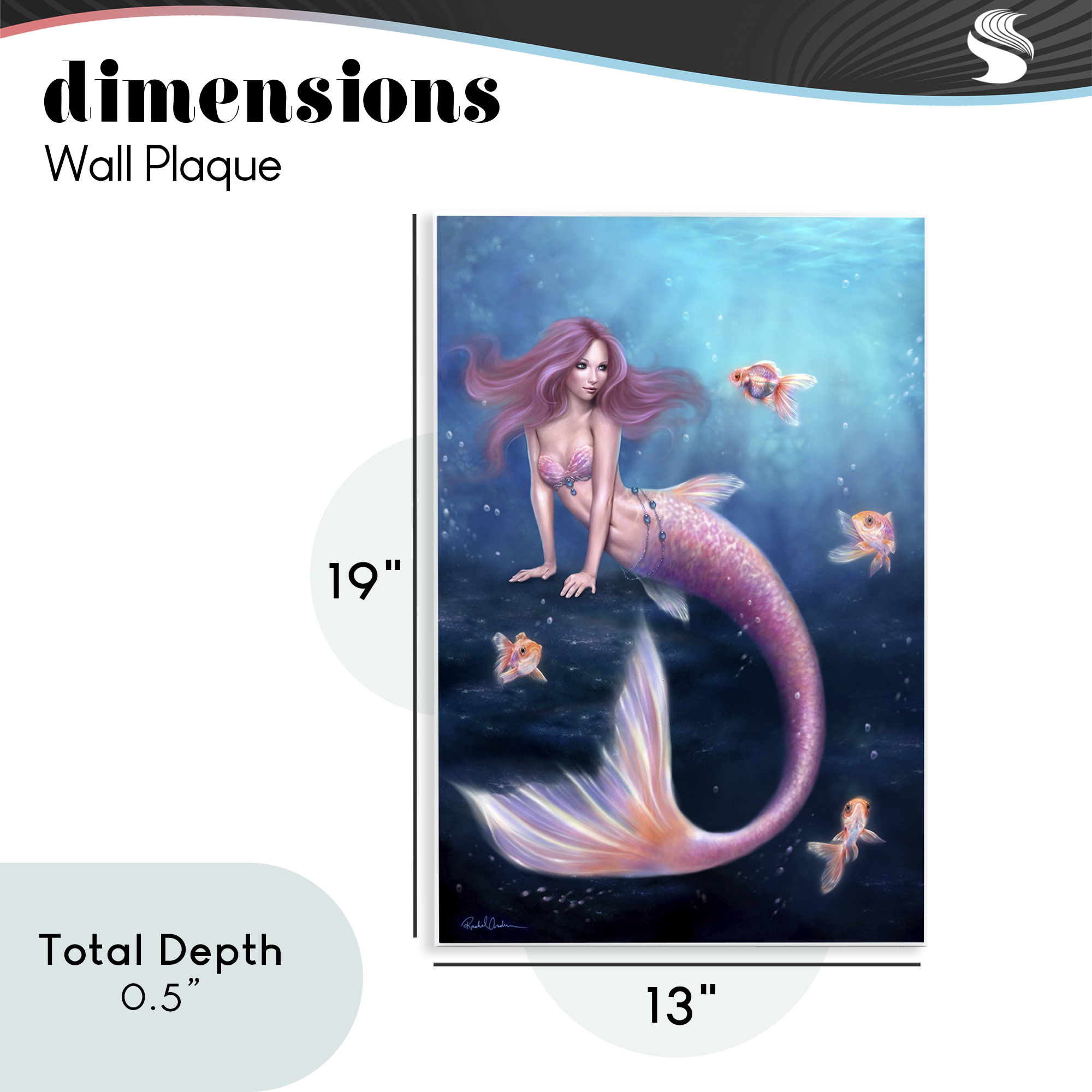 Aurelia Mermaid & Fish Wall Plaque Art, design by Rachel Anderson
