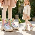 thumbnail image 4 of Cethrio Big Girls Ankle Boots, Comfortable Round Toe Non-Slip Side Zipper Lace Up Boots Silver Size 1.5 Big KIds, 4 of 8