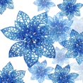 thumbnail image 1 of 24 adornos de árbol de Navidad brillantes, adornos de flores navideñas (azul), 1 of 3