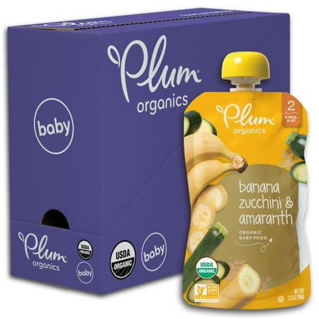 Plum Organics Stage 2, Organic Baby Food, Banana, Zucchini & Amaranth, 3.5oz Pouch (Pack of