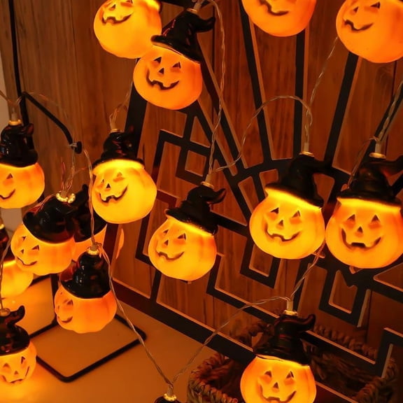 MInHoues 20 LED Halloween Witch Hat Pumpkin String Lights, 9.8FT Warm Orange Halloween Pumpkin Fairy Lights, Indoor Outdoor Waterproof Light String for Party Mantel Porch Window Decor
