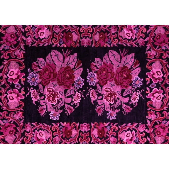 Ahgly Company Indoor Rectangle Medallion Pink French Area Rugs, 5' x 7'