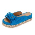 thumbnail image 2 of KBODIU Women's Comfort Slides Thick Soled Sandals Bow Fish Mouth Slippers Blue 39, 2 of 4