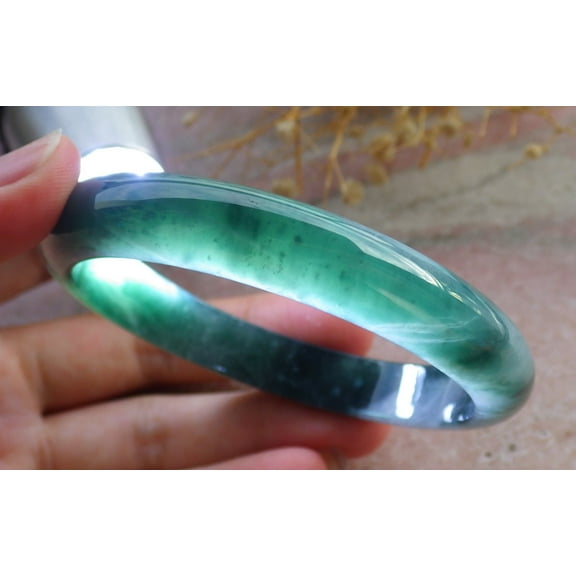 Icy Green Natural A JADE Jadeite Bangle Bracelet 60 mm 684200 TN