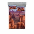 thumbnail image 2 of Canyon Bedding Set with Sheet & Covers, View of Deep Canyon with Different Scaled Length Red Rocks Discovery Artwork Theme, Printed Bedroom Decor 2 Shams, 4 Sizes, Brown Blue, by Ambesonne, 2 of 3
