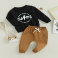thumbnail image 3 of Baby Boys Pants Set  Long Sleeve Crew Neck Letters Print Sweatshirt with Elastic Waist Sweatpants Infant Clothes, 3 of 7