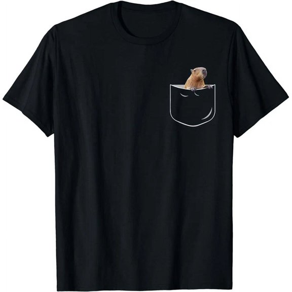 With Pocket Capybara Funny Animal Capybara Lover Gift T-Shirt BLACK Unisex S-5XL Hot Trending Shirt, Vintage Birthday Gift