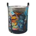thumbnail image 1 of Balery Whimsical Goat Artist Cesta de ropa redonda con asas, impermeable, independiente, para ropa, juguetes, dormitorio y familia-Small, 1 of 6