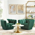 thumbnail image 1 of Modway Fauteuil Moderne en Velours Capitonné à Canaux Vert (Ensemble de 2), 1 of 5