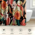 thumbnail image 4 of 4 Pcs Shower Curtain Set with 12 Hooks, Pine Tree Rock Mountain, Bathroom Decor Chinese Happy Red Black Asian Bathing with Non-Slip Rugs Toilet Lid Cover Bath Mat 72"x72", 4 of 5