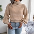 thumbnail image 4 of Sweater for Women Womens Turtleneck Tunic Fall Sweaters Long Batwing Sleeve Spilt Hem Pullover Knit Sweater Tops, 4 of 7