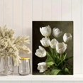 thumbnail image 2 of Qisvanset White Tulips Oil Painting Canvas Wall Art 15.75x11.81 INCHES, 2 of 8