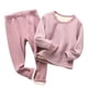 thumbnail image 2 of Wancir - Conjunto de ropa interior térmica para niños y niñas (2 piezas, cuello redondo, parte superior e inferior), pijama cálido para niños pequeños, 2 of 3