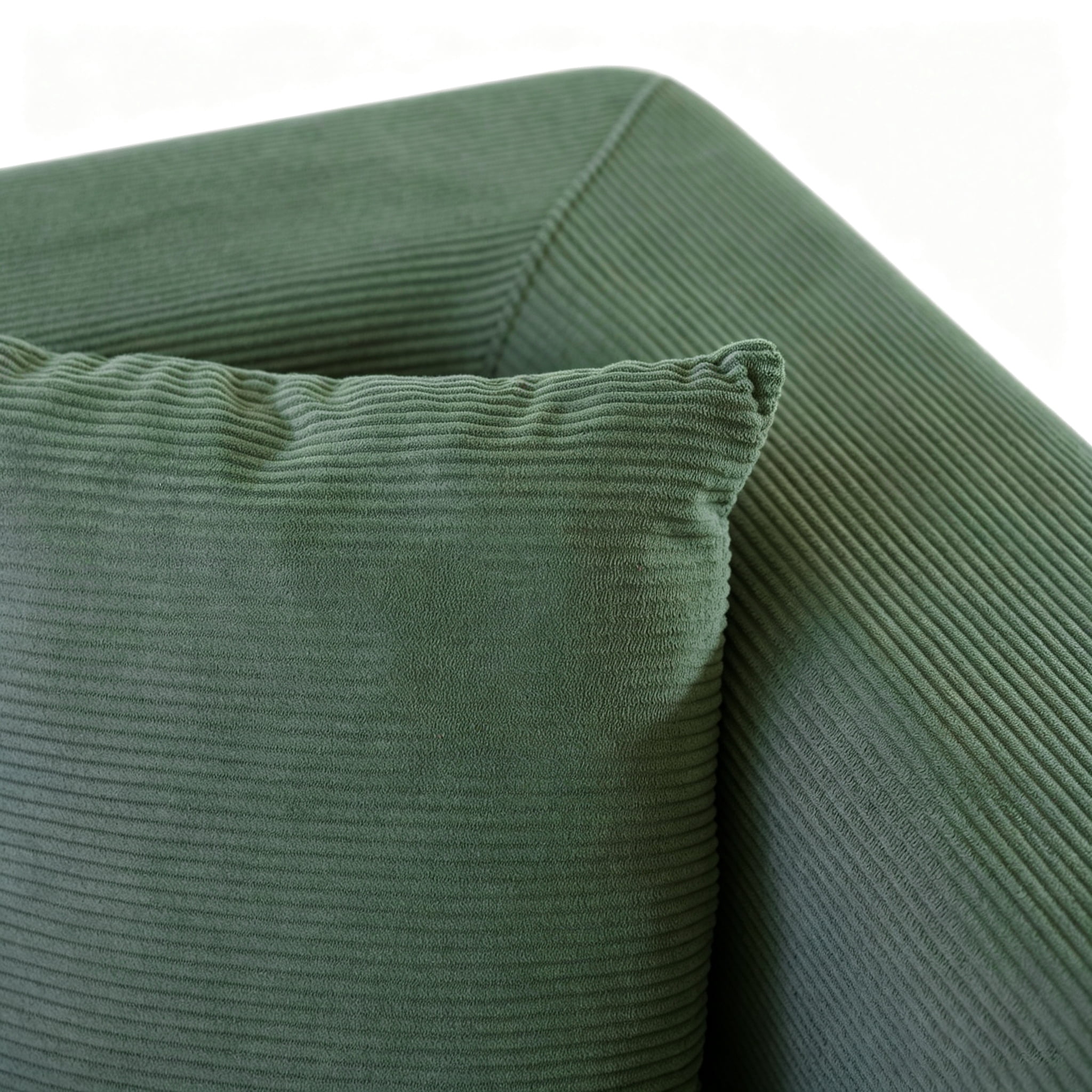 Garitin Sofa Bed and Convertible Floor Sofa 78.74 Inch, Corduroy Fabric Couch with Double Pillows for Living Room Bedroom, Green