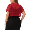 thumbnail image 3 of Agnes Orinda Women's Plus Size Valentines Day Lace Shrugs Elegant Sheer Short Sleeves Floral Bolero Shrug Tops Cardigan 3X Red, 3 of 6
