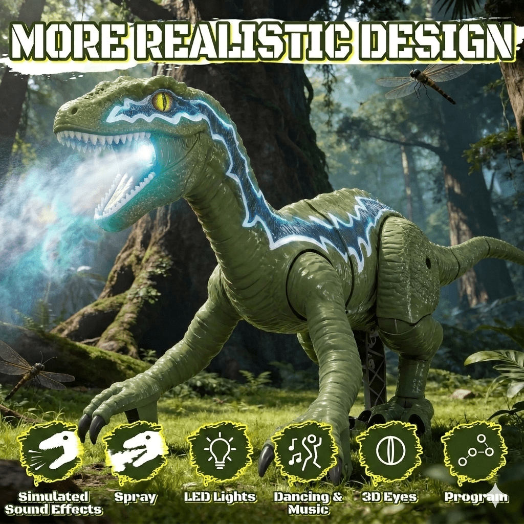 XINGLUKE Remote Control Dinosaur Toys for Kids, Walking Robot RC T-Rex Toys for Boys Girls 3+ Years Old, Green