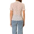 thumbnail image 3 of INSPIRE CHIC Women's Ruffled V Neck Casual Short Sleeve Floral Printed Blouse Tops S White, 3 of 5