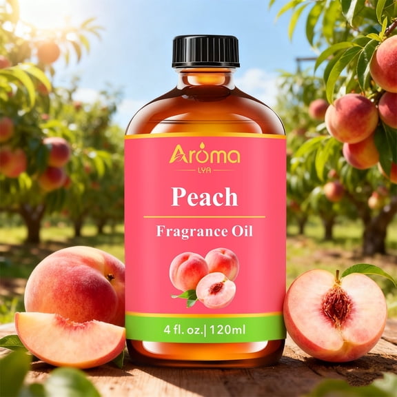 Aroma LYA Peach Fragrance Oil, 4 fl oz (120ml) Sweet Fruity Scented Oil for Diffusers, Candle Making, Soap Crafting, and Home Fragrance Use