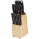 thumbnail image 4 of Juego de cuchillos de cocina de acero inoxidable de alto carbono, 14 piezas, con afilador y bloque de madera de pino, color negro, 4 of 5