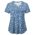 thumbnail image 5 of NIEWTR Women's V Neck Patterned Scrub Tops Breathable Medical Work Tunics with Pockets Stretch Fabric(Blue,M), 5 of 5