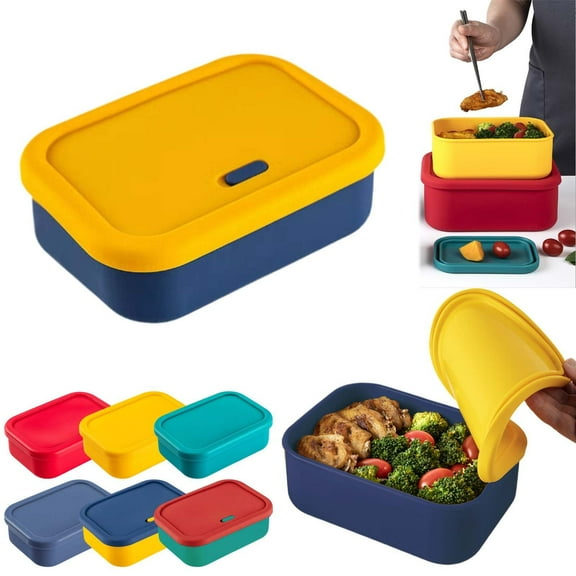 Clearance Food Storage under $10,Heat Silicone Lunch Box With Lid Leakproof Fresh Keeping Lunch Container For School