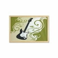 thumbnail image 1 of Music Wall Art with Frame, Electric Bass Guitar with Swirls Background Illustration, Printed Fabric Poster for Bathroom Living Room, 35" x 23", Olive Green White Black, by Ambesonne, 1 of 2