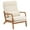 Off White-Linen, variant on Accent Chair, Modern Linen Fabric Upholstered Armchair with High Back and Pillow, Comfy Single Sofa Chair with Padded Cushion and Solid Wood Legs Reading Chair for Living Room Office, Burnt Orange