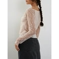 thumbnail image 6 of KelaJuan Women Long Sleeve Crop Tops Sheer Lace Off-Shoulder Shirt Casual Pullovers for Club Streetwear Aesthetic Grunge Clothes, 6 of 6