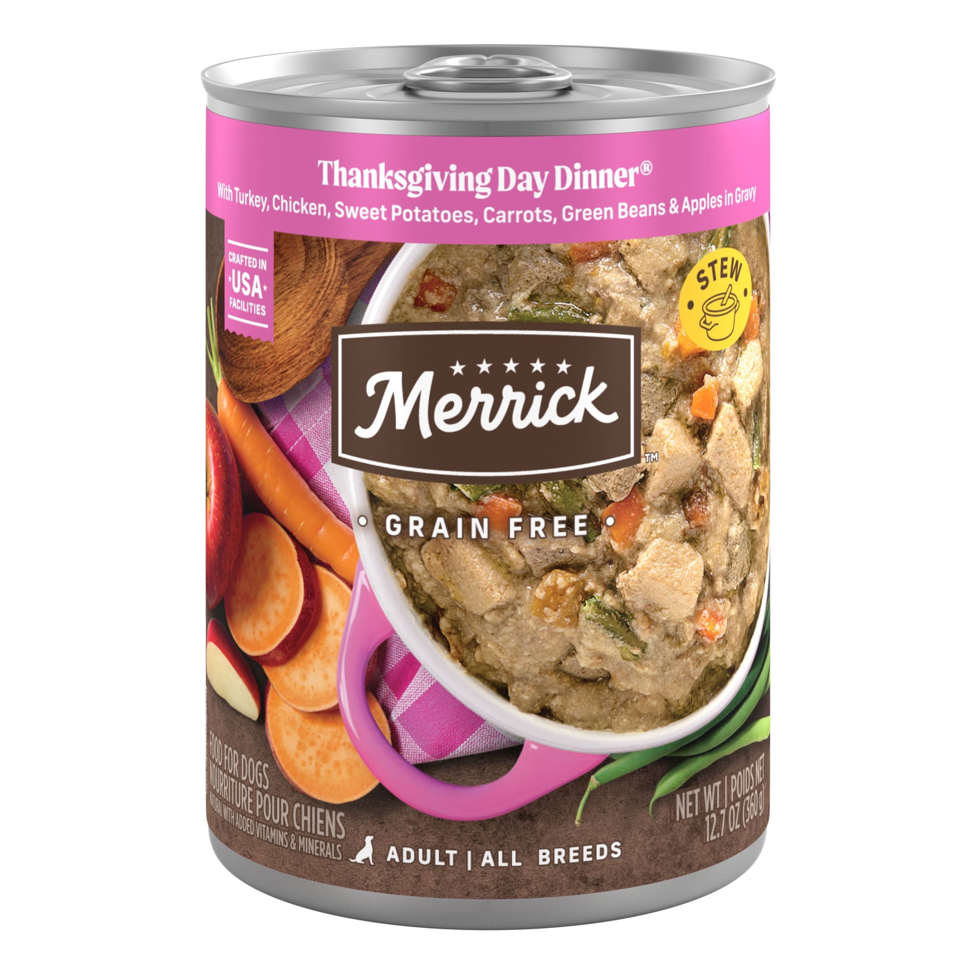 Merrick Real Texas Beef Wet Dog Food, Grain Free, 12.7 oz Can (12 Pack)