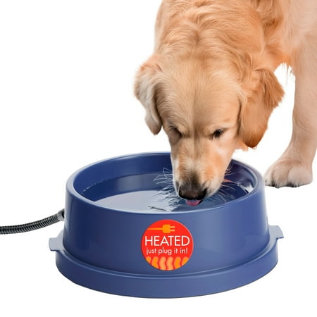K&H Pet Products Thermal-Bowl Outdoor Heated Cat & Dog Water Bowl Blue 96 Ounces