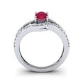 thumbnail image 4 of SuperJeweler 1.40 Carat Oval Shape Created Ruby and Fancy Diamond Ring In Sterling Silver For Women, 4 of 6