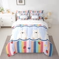 thumbnail image 2 of Erosebridal Literie Ours Polaire Format Simple, Ensemble de Lit Animal Mignon Format Simple, Déco à Rayures Arc-en-Ciel, Réversible 7 Pcs, 2 of 5