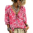 thumbnail image 2 of Womens Polka Dot Lace Up Blouses Casual V Neck Pleated Top Boho Floral Blouses Floral Blouses Work Shirts, 2 of 5