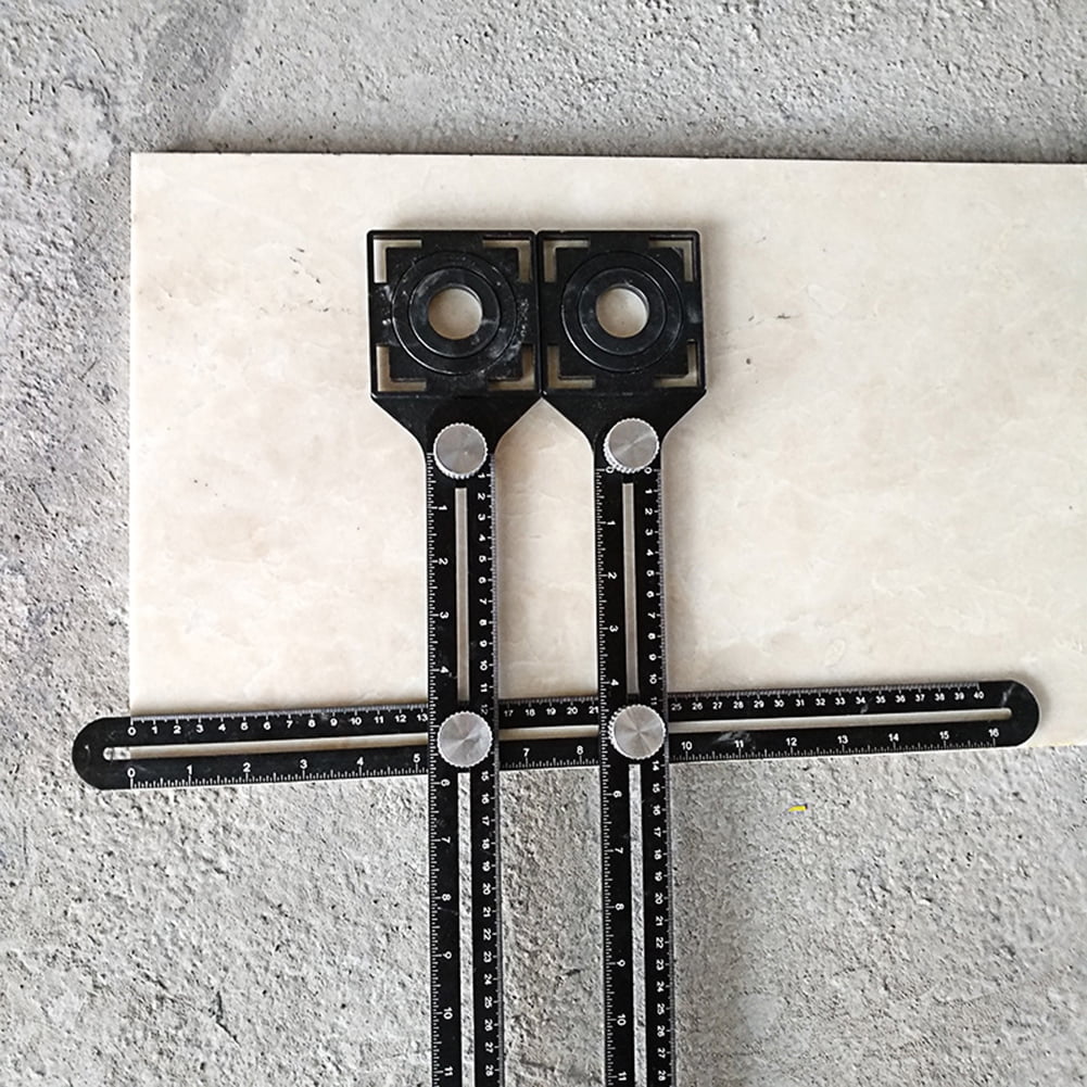 Double Head Folding Ruler Ceramic Tile Hole Locator Adjustable Measuring Too 
