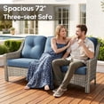 thumbnail image 3 of Vcatnet 5 Pieces Outdoor Patio Furniture Set High-Back Wicker Rattan Conversation Set Outdoor Sectional with Swivel Chairs and Coffee Table, Denim Blue, 3 of 11